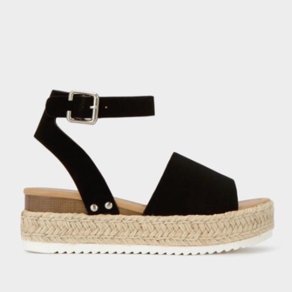 Platform Espadrille Sandals in Black - Picture 2 of 5